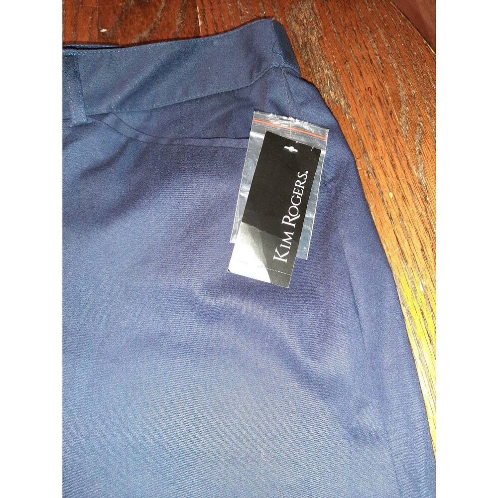 New Size 14 Kim Rogers High Rise Navy Blue Bermuda Length Long Shorts Pocket NWT - Picture 2 of 5